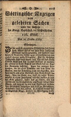 Göttingische Anzeigen von gelehrten Sachen (Göttingische Zeitungen von gelehrten Sachen) Donnerstag 20. Oktober 1763