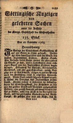 Göttingische Anzeigen von gelehrten Sachen (Göttingische Zeitungen von gelehrten Sachen) Donnerstag 10. November 1763