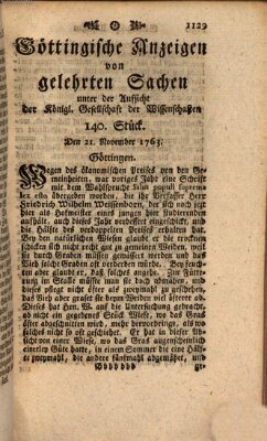 Göttingische Anzeigen von gelehrten Sachen (Göttingische Zeitungen von gelehrten Sachen) Montag 21. November 1763