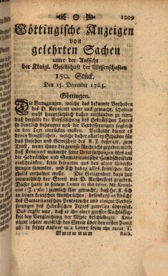 Göttingische Anzeigen von gelehrten Sachen (Göttingische Zeitungen von gelehrten Sachen) Donnerstag 15. Dezember 1763