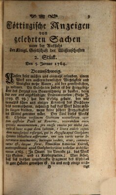 Göttingische Anzeigen von gelehrten Sachen (Göttingische Zeitungen von gelehrten Sachen) Donnerstag 5. Januar 1764