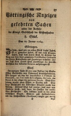 Göttingische Anzeigen von gelehrten Sachen (Göttingische Zeitungen von gelehrten Sachen) Donnerstag 19. Januar 1764