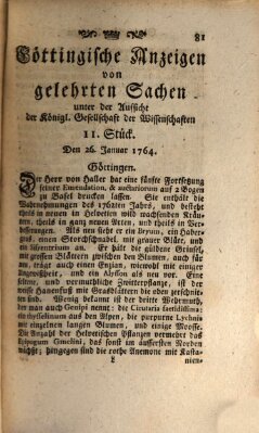 Göttingische Anzeigen von gelehrten Sachen (Göttingische Zeitungen von gelehrten Sachen) Donnerstag 26. Januar 1764