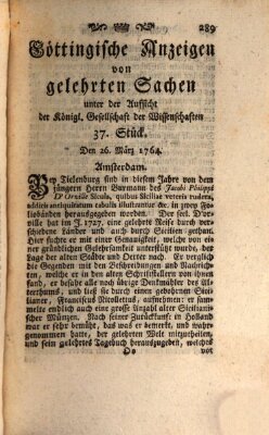 Göttingische Anzeigen von gelehrten Sachen (Göttingische Zeitungen von gelehrten Sachen) Montag 26. März 1764