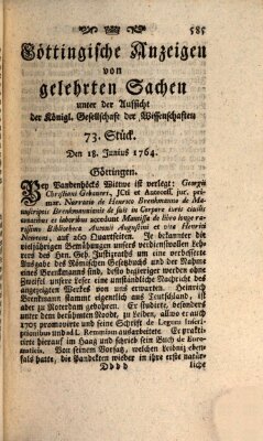 Göttingische Anzeigen von gelehrten Sachen (Göttingische Zeitungen von gelehrten Sachen) Montag 18. Juni 1764