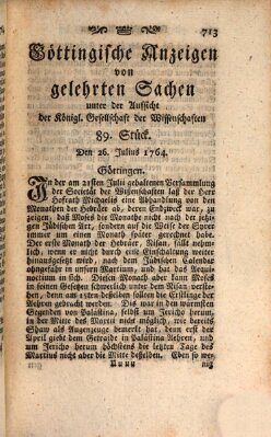 Göttingische Anzeigen von gelehrten Sachen (Göttingische Zeitungen von gelehrten Sachen) Donnerstag 26. Juli 1764