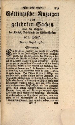 Göttingische Anzeigen von gelehrten Sachen (Göttingische Zeitungen von gelehrten Sachen) Donnerstag 23. August 1764