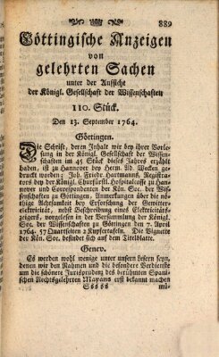 Göttingische Anzeigen von gelehrten Sachen (Göttingische Zeitungen von gelehrten Sachen) Donnerstag 13. September 1764