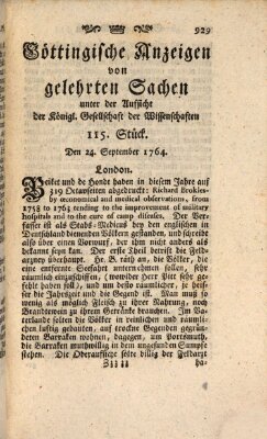 Göttingische Anzeigen von gelehrten Sachen (Göttingische Zeitungen von gelehrten Sachen) Montag 24. September 1764