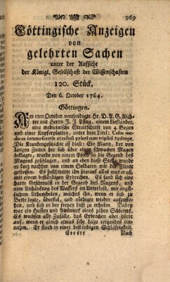 Göttingische Anzeigen von gelehrten Sachen (Göttingische Zeitungen von gelehrten Sachen) Samstag 6. Oktober 1764