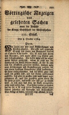 Göttingische Anzeigen von gelehrten Sachen (Göttingische Zeitungen von gelehrten Sachen) Montag 8. Oktober 1764