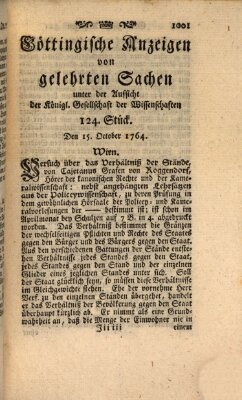 Göttingische Anzeigen von gelehrten Sachen (Göttingische Zeitungen von gelehrten Sachen) Montag 15. Oktober 1764