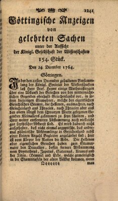 Göttingische Anzeigen von gelehrten Sachen (Göttingische Zeitungen von gelehrten Sachen) Montag 24. Dezember 1764