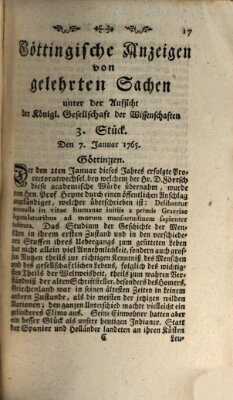 Göttingische Anzeigen von gelehrten Sachen (Göttingische Zeitungen von gelehrten Sachen) Montag 7. Januar 1765