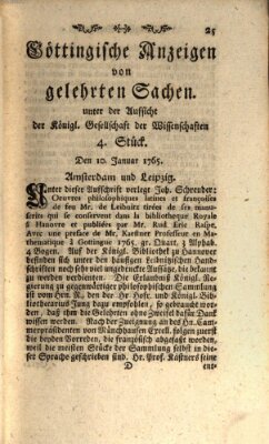 Göttingische Anzeigen von gelehrten Sachen (Göttingische Zeitungen von gelehrten Sachen) Donnerstag 10. Januar 1765