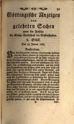 Göttingische Anzeigen von gelehrten Sachen (Göttingische Zeitungen von gelehrten Sachen) Samstag 19. Januar 1765