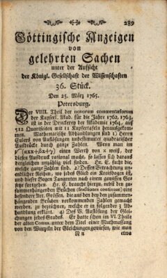 Göttingische Anzeigen von gelehrten Sachen (Göttingische Zeitungen von gelehrten Sachen) Montag 25. März 1765