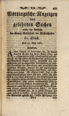 Göttingische Anzeigen von gelehrten Sachen (Göttingische Zeitungen von gelehrten Sachen) Donnerstag 23. Mai 1765