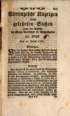 Göttingische Anzeigen von gelehrten Sachen (Göttingische Zeitungen von gelehrten Sachen) Donnerstag 11. Juli 1765