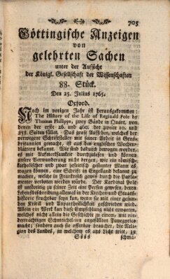 Göttingische Anzeigen von gelehrten Sachen (Göttingische Zeitungen von gelehrten Sachen) Donnerstag 25. Juli 1765