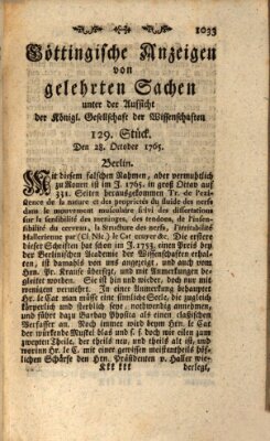 Göttingische Anzeigen von gelehrten Sachen (Göttingische Zeitungen von gelehrten Sachen) Montag 28. Oktober 1765