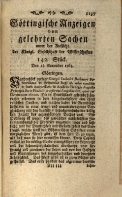 Göttingische Anzeigen von gelehrten Sachen (Göttingische Zeitungen von gelehrten Sachen) Donnerstag 28. November 1765