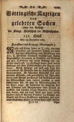 Göttingische Anzeigen von gelehrten Sachen (Göttingische Zeitungen von gelehrten Sachen) Donnerstag 19. Dezember 1765