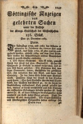 Göttingische Anzeigen von gelehrten Sachen (Göttingische Zeitungen von gelehrten Sachen) Montag 30. Dezember 1765