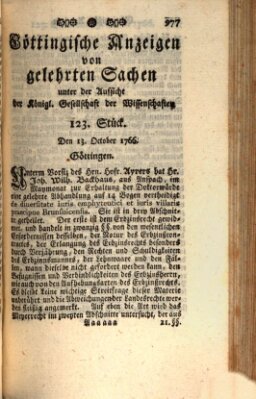 Göttingische Anzeigen von gelehrten Sachen (Göttingische Zeitungen von gelehrten Sachen) Montag 13. Oktober 1766