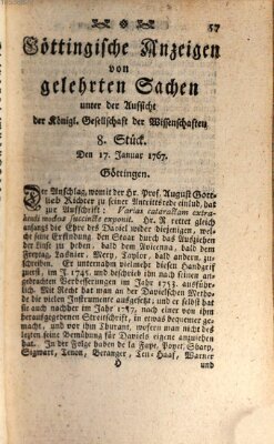 Göttingische Anzeigen von gelehrten Sachen (Göttingische Zeitungen von gelehrten Sachen) Samstag 17. Januar 1767