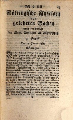 Göttingische Anzeigen von gelehrten Sachen (Göttingische Zeitungen von gelehrten Sachen) Montag 19. Januar 1767