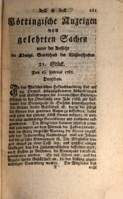 Göttingische Anzeigen von gelehrten Sachen (Göttingische Zeitungen von gelehrten Sachen) Montag 16. Februar 1767