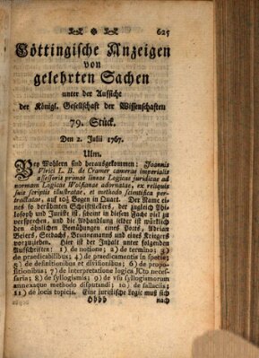 Göttingische Anzeigen von gelehrten Sachen (Göttingische Zeitungen von gelehrten Sachen) Donnerstag 2. Juli 1767