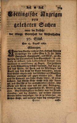 Göttingische Anzeigen von gelehrten Sachen (Göttingische Zeitungen von gelehrten Sachen) Donnerstag 13. August 1767