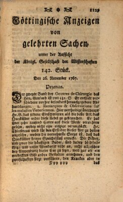 Göttingische Anzeigen von gelehrten Sachen (Göttingische Zeitungen von gelehrten Sachen) Donnerstag 26. November 1767