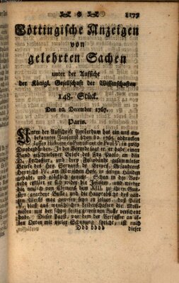 Göttingische Anzeigen von gelehrten Sachen (Göttingische Zeitungen von gelehrten Sachen) Donnerstag 10. Dezember 1767