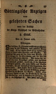 Göttingische Anzeigen von gelehrten Sachen (Göttingische Zeitungen von gelehrten Sachen) Montag 18. Januar 1768