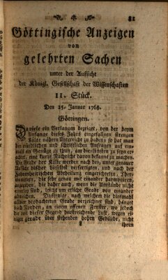 Göttingische Anzeigen von gelehrten Sachen (Göttingische Zeitungen von gelehrten Sachen) Montag 25. Januar 1768