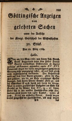 Göttingische Anzeigen von gelehrten Sachen (Göttingische Zeitungen von gelehrten Sachen) Donnerstag 10. März 1768