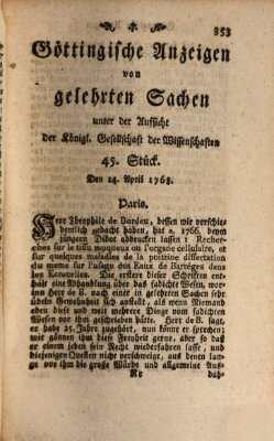 Göttingische Anzeigen von gelehrten Sachen (Göttingische Zeitungen von gelehrten Sachen) Donnerstag 14. April 1768