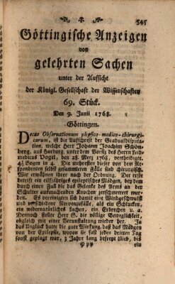 Göttingische Anzeigen von gelehrten Sachen (Göttingische Zeitungen von gelehrten Sachen) Donnerstag 9. Juni 1768