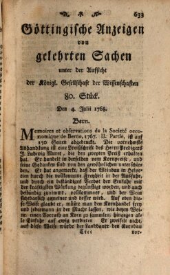 Göttingische Anzeigen von gelehrten Sachen (Göttingische Zeitungen von gelehrten Sachen) Montag 4. Juli 1768