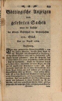 Göttingische Anzeigen von gelehrten Sachen (Göttingische Zeitungen von gelehrten Sachen) Donnerstag 25. August 1768