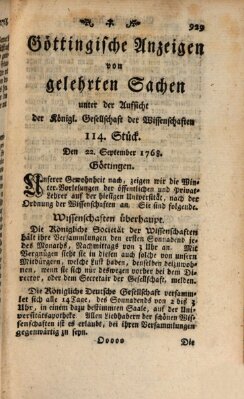 Göttingische Anzeigen von gelehrten Sachen (Göttingische Zeitungen von gelehrten Sachen) Donnerstag 22. September 1768