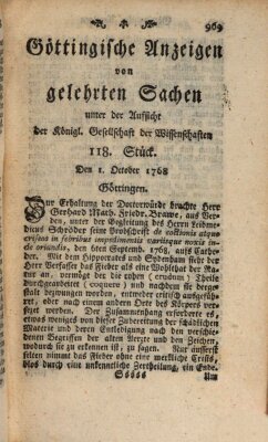 Göttingische Anzeigen von gelehrten Sachen (Göttingische Zeitungen von gelehrten Sachen) Samstag 1. Oktober 1768