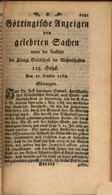 Göttingische Anzeigen von gelehrten Sachen (Göttingische Zeitungen von gelehrten Sachen) Montag 17. Oktober 1768