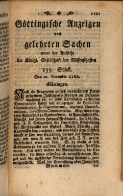 Göttingische Anzeigen von gelehrten Sachen (Göttingische Zeitungen von gelehrten Sachen) Donnerstag 10. November 1768