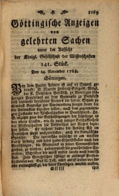 Göttingische Anzeigen von gelehrten Sachen (Göttingische Zeitungen von gelehrten Sachen) Donnerstag 24. November 1768