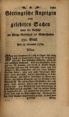 Göttingische Anzeigen von gelehrten Sachen (Göttingische Zeitungen von gelehrten Sachen) Montag 19. Dezember 1768