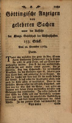 Göttingische Anzeigen von gelehrten Sachen (Göttingische Zeitungen von gelehrten Sachen) Donnerstag 22. Dezember 1768